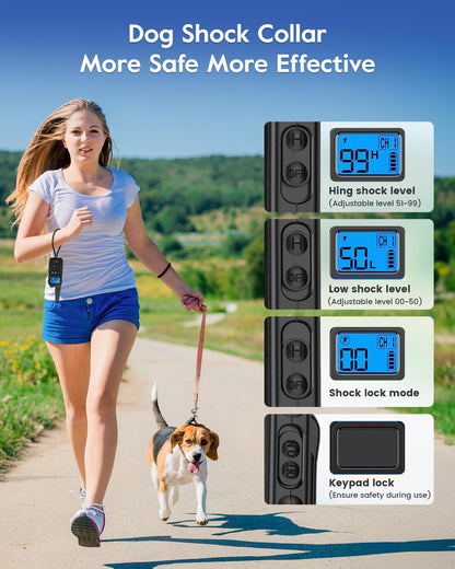 Dog Training Collar with 7 Training Modes, 4200Ft Remote Electronic Dog Shock Collar, Electric Shock Collar for Small Medium Large Dogs (Green)