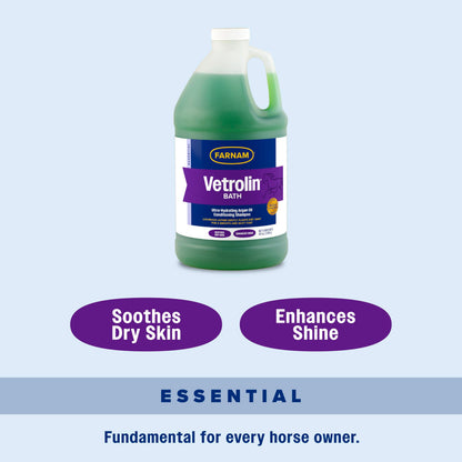 Farnam Vetrolin Bath, Ultra-Hydrating Argan Oil Conditioning Shampoo, Enhances Shine, Soothes Dry Skin, for Horses and Dogs, 64 oz.