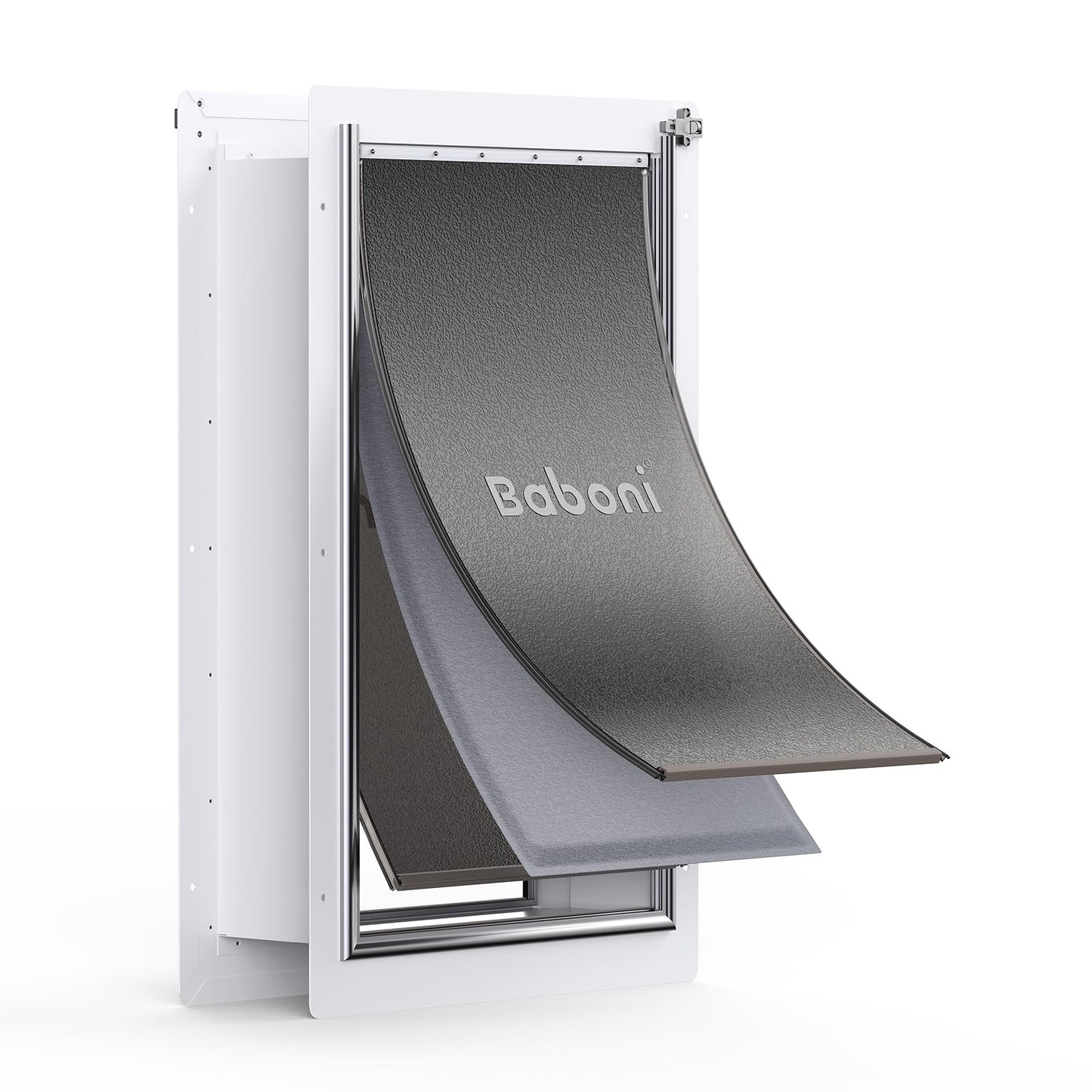Baboni Pet Door for Wall,3-Flap,Steel Frame and Telescoping Tunnel, Aluminum Lock, Double Flap Dog Door and Cat Door, Strong and Durable (Pets Up to 220 Lb) -X-Large