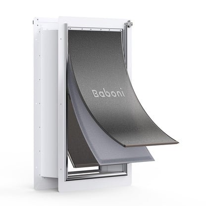 Baboni Pet Door for Wall,3-Flap,Steel Frame and Telescoping Tunnel, Aluminum Lock, Double Flap Dog Door and Cat Door, Strong and Durable (Pets Up to 220 Lb) -X-Large