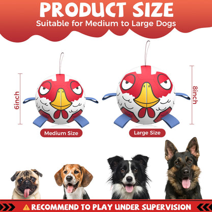 QDAN Dog Balls Toys, Dog Soccer Ball Toy Soccer Balls with with Straps, Dog Gifts Toys, Pet Puppy Birthday Valentines Gifts for Small Medium Dogs, 6 Inch, Chicken Ball