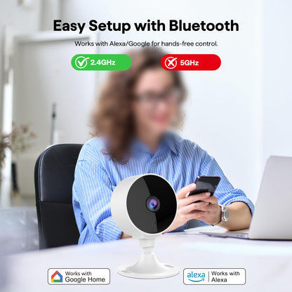 Elelink 2K Wireless Cameras for Home Security Camera, Pet Camera Indoor with Phone App, Night Vision, Motion Alert, 24/7 SD&Cloud Record, Two-Way Audio, Security Camera Indoor Works with Alexa&Google