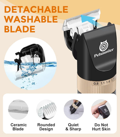 Petsaunter Dog Clippers for Grooming, 4-Speed & LCD, Low Noise Electric Trimmer for Grooming, TypeC Rechargeable Dog Hair Clippers, Super Quiet for Dogs & Pets with Thick or Heavy Coats(C95)