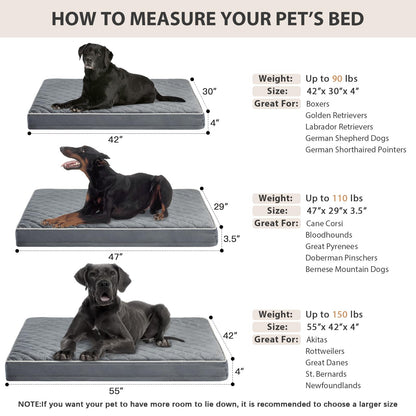 WNPETHOME Orthopedic XL Dog Beds Large Sized Dog, Waterproof Extra Large Dogs Bed with Removable Washable Cover, Multi-Needle Quilting Dogs Crate Bed