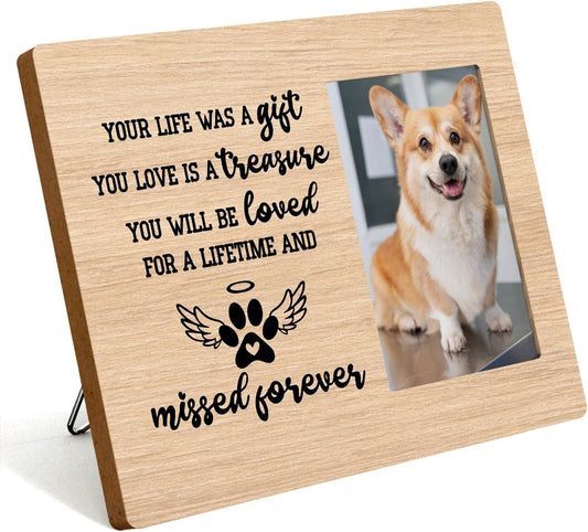 Pet Memorial Gifts for Dogs, Cat Memorial Gifts for Loss of Cat, Pet Loss Sympathy Gift Picture Frame, Pet Loss Gifts, Pet Remembrance Gift Dog Cat Memorial Photo Frame for Desk Shelf Table Top Decor