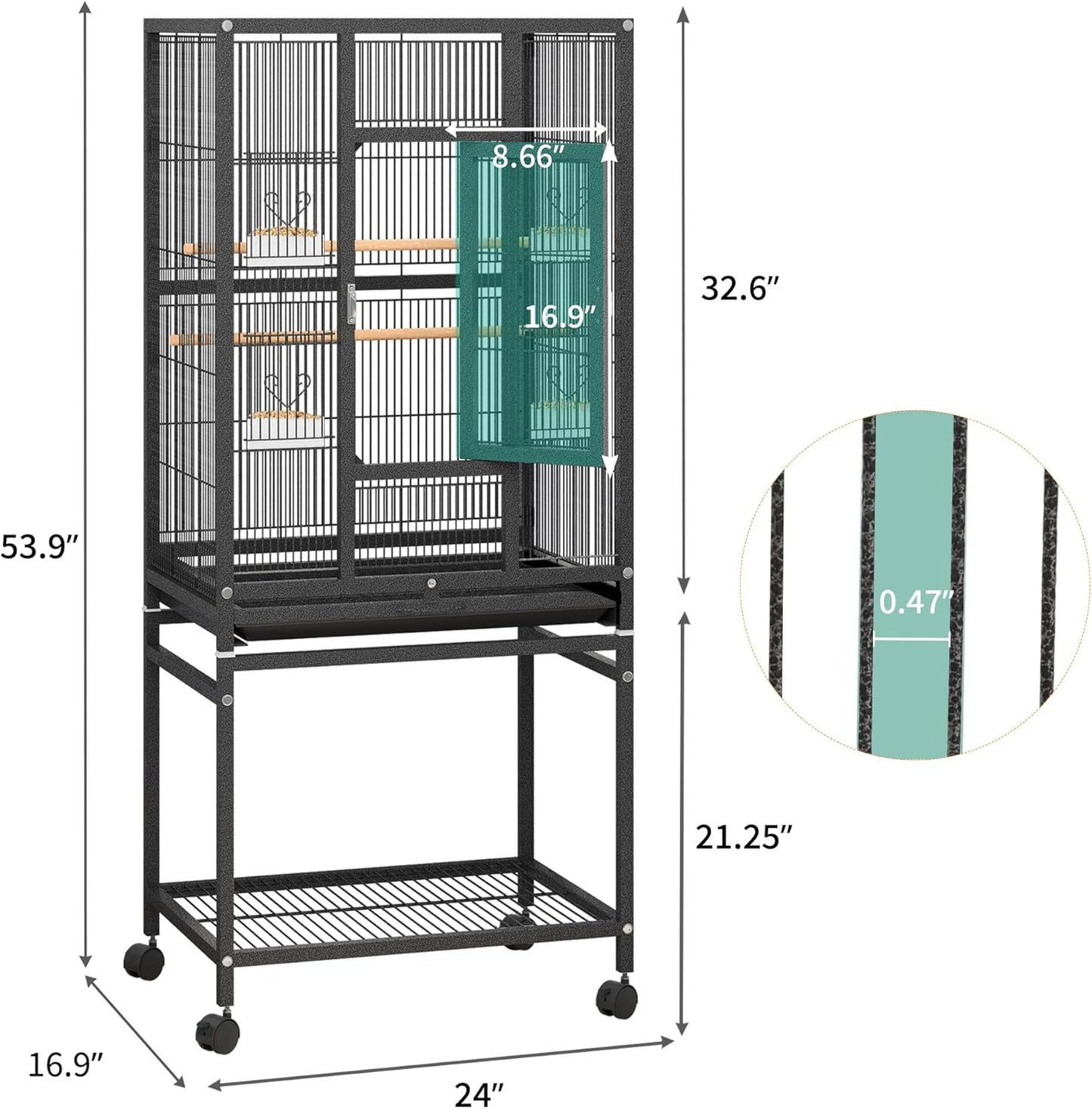 YINTATECH 53 Inches Bird Cage Seed Catcher & Birdcage Cover, Bird Cages for Parakeets, Parrot, Cockatiel, Pigeon, Finch Cage for Birds