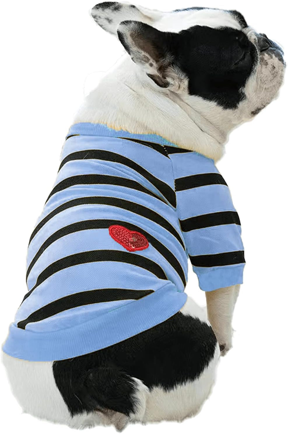 French Bulldog Clothes Small Dog T-Shirt Puppy Summer Striped Tee Shirts, XS, Blue