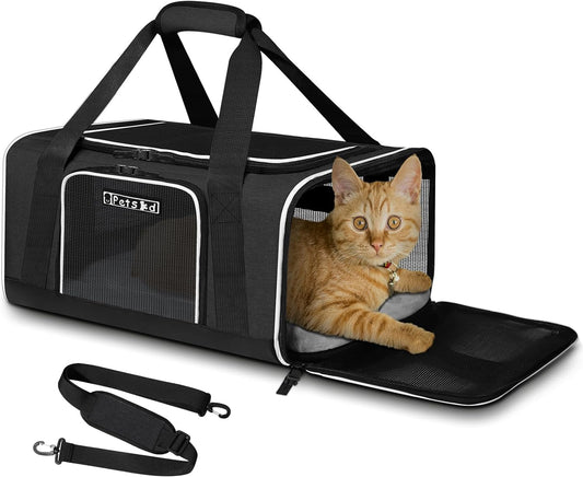 Pet Carrier 17X12X8.5 Jetblue Allegiant Airline Approved,Pet Travel Carrier Bag for Small Cats and Dogs, Soft Dog Carrier for 1-13 LBS Pets,Dog Cat Carrier with Safety Lock Zipper(Black)