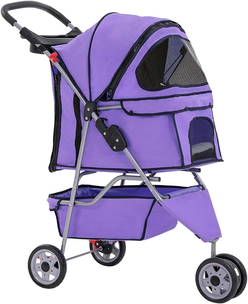 Bestpet Pet Stroller Cat Dog Cage 3 Wheels Stroller Travel Folding Carrier