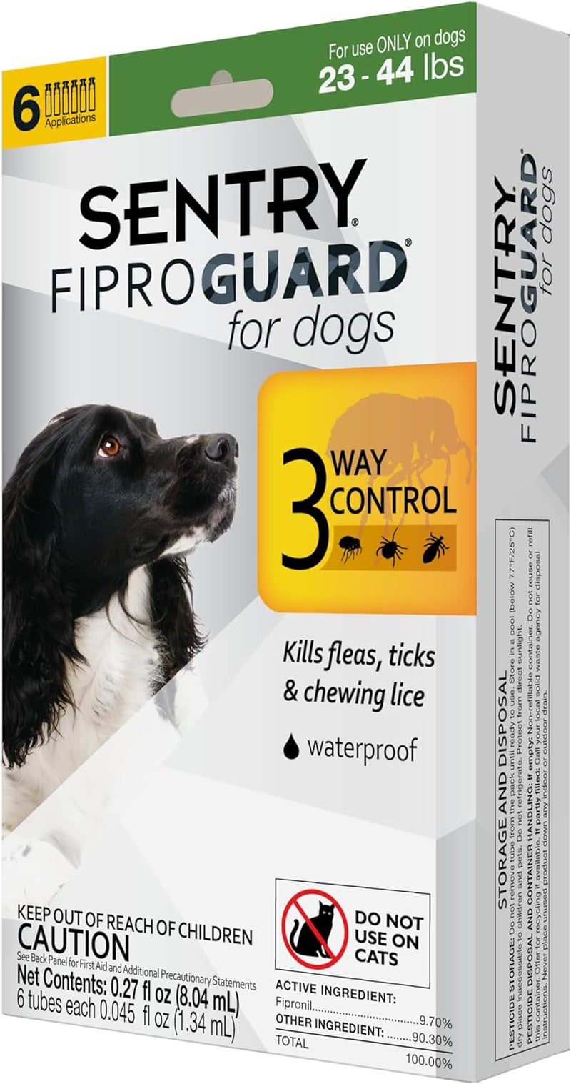 SENTRY PET CARE SENTRY Fiproguard for Dogs, Flea and Tick Prevention for Dogs (23-44 Pounds), Includes 6 Month Supply of Topical Flea Treatments