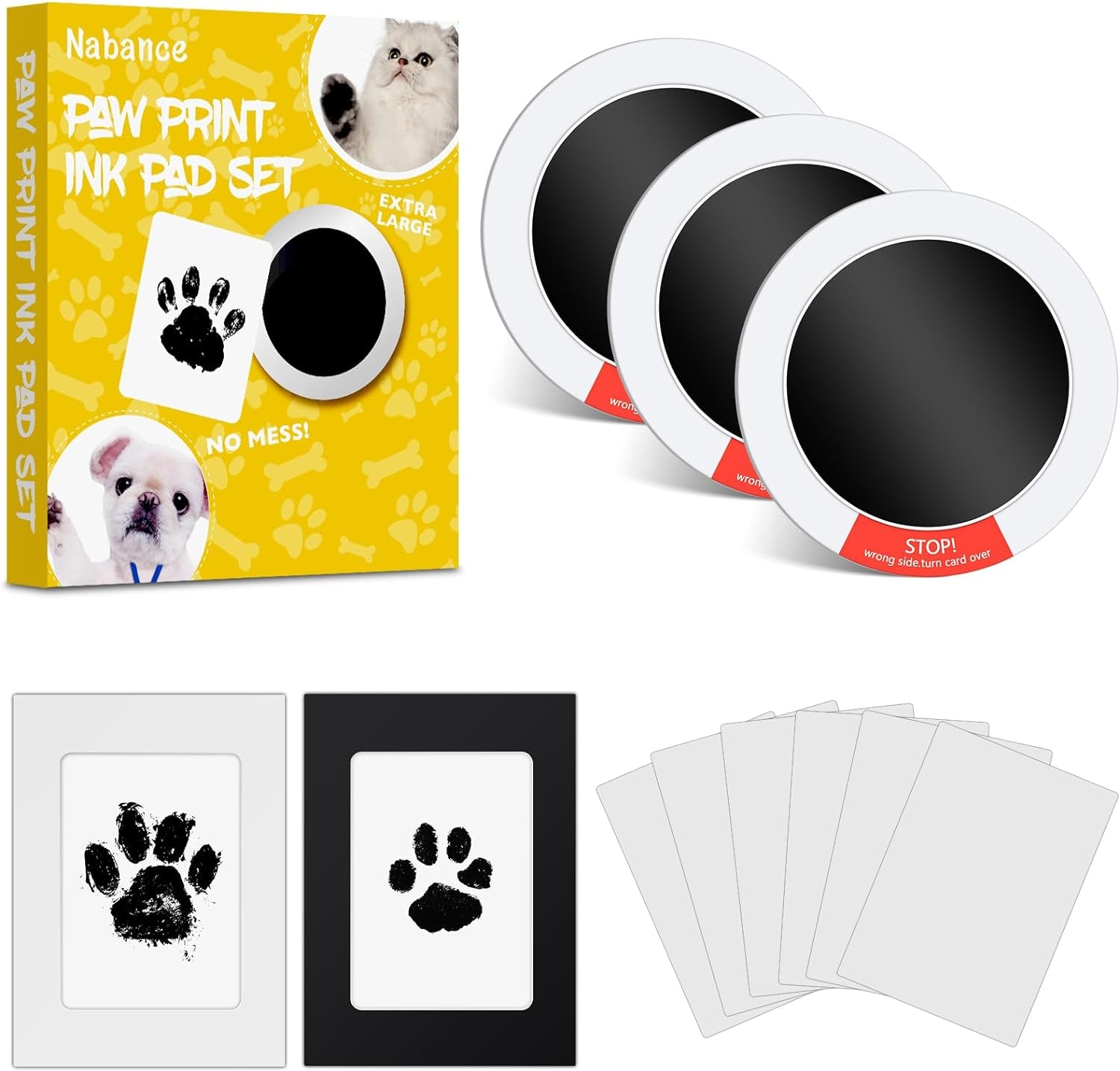 Nabance Baby Hand and Footprint Kit, Paw Print Kit for Dogs & Cats, 3 Inkless Print Pads with 2 Photo Frames, 6 Imprint Cards, Pet Paw Print Impression Kit, Dog Nose Print Kit Dog Mom Gifts for Women