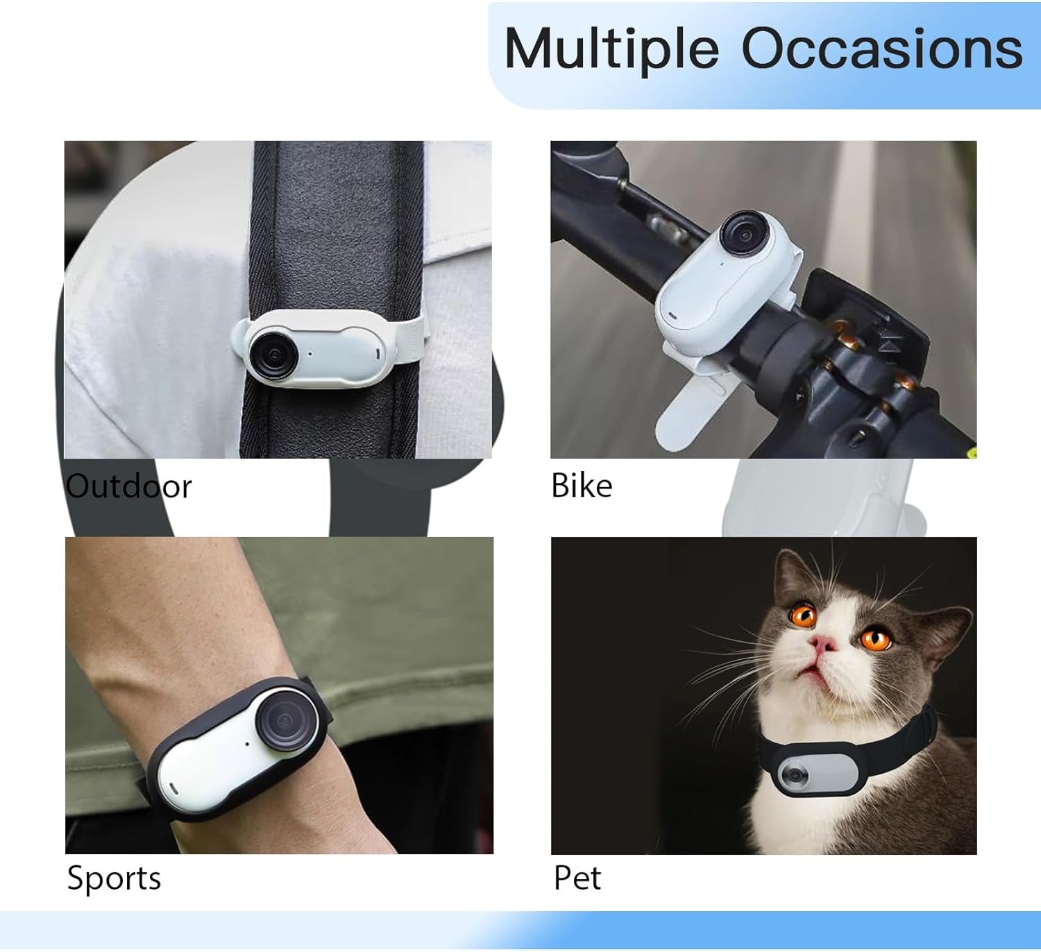 Newly Update Cat Camera with 16GB SD Card, HD 1080P Sport Action Camera Cat Collar Camera Pet Supplies Video Records Camera for Cats Dogs Birthday Gift, White(Collar Not Included)