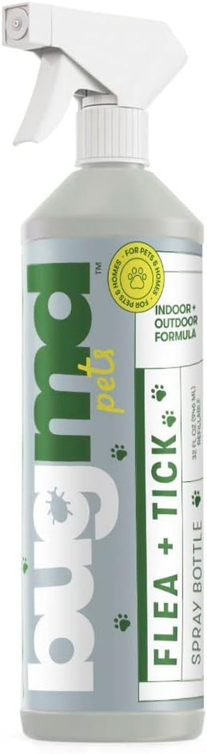 Bugmd Empty Plastic Spray Bottle, 32 Oz Refillable Spray Bottle for Flea and Tick Concentrate (Sold Separately), Heavy Duty Spray Bottle Nozzle