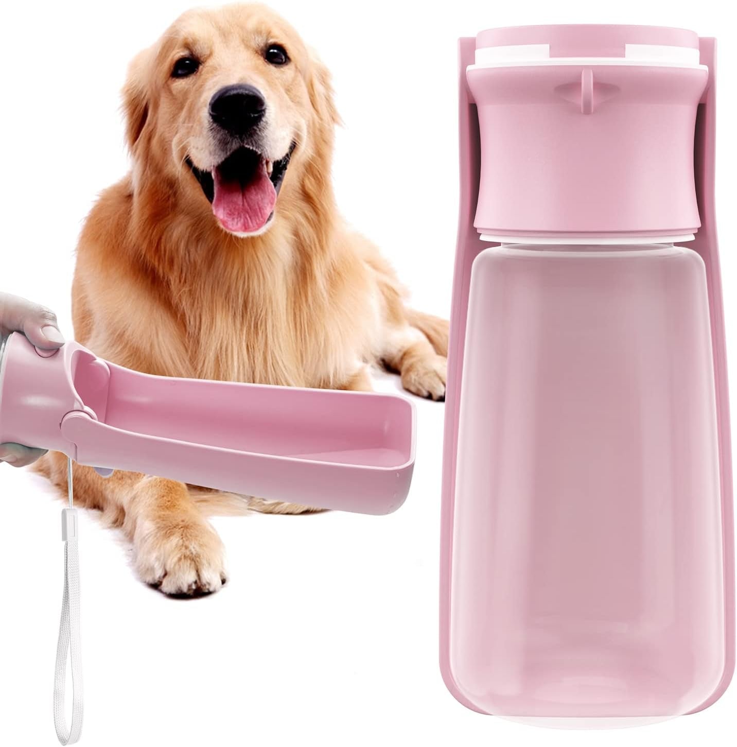 Portable Dog Water Bottle Dispenser for Walking 19OZ Foldable Dog Water Dispenser Portable Pet Water Bottles for Puppy Small Medium Large Dog Water Bowl Dog Accessories