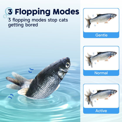 Potaroma Cat Toys Flopping Fish with SilverVine and Catnip, Moving Cat Kicker, Floppy Wiggle Fish for Small Dogs, Interactive Motion Kitten Exercise Toys, Mice Animal Toys 10.5"