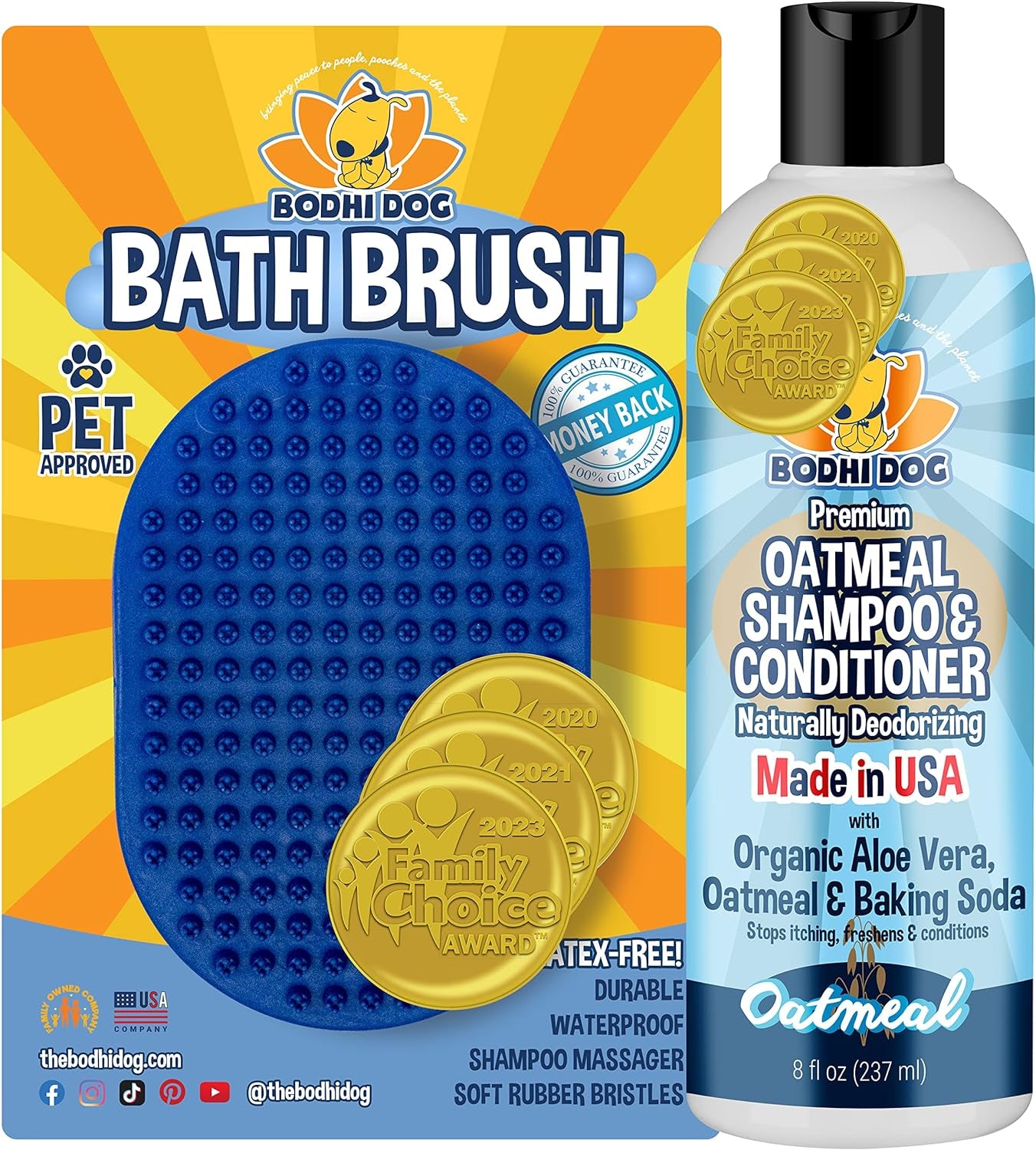 Bodhi Dog Shampoo Brush, Grooming Shampoo Brush for Pets, Short Hair Dog Scrubber, Blue, 2 Count