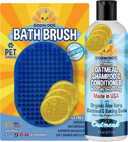 Bodhi Dog Shampoo Brush, Grooming Shampoo Brush for Pets, Short Hair Dog Scrubber, Blue, 2 Count