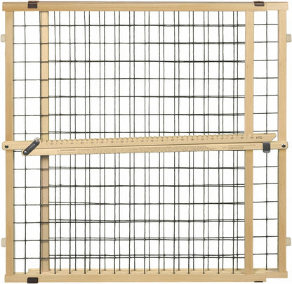 MYPET North States Wire Mesh Dog Gate: 29.5-48" Wide. Pressure Mount. No Tools Needed. Dog Gate 37" Tall, Expandable, Durable Dog Gates for Doorways, Sustainable Hardwood