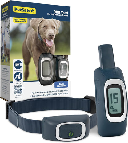 Petsafe 900 Yard Remote Training Collar Choose from Tone, Vibration, or 15 Levels of Static Stimulation Longest Range Option for Training off Leash Dogs Waterproof and Durable Rechargeable