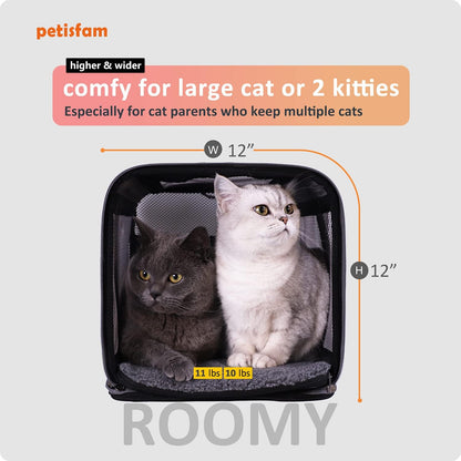 Petisfam Soft Pet Carrier for Large and Medium Cats, 2 Kitties, Small Dogs. Easy to Get Cat In, Great for Cats That Don'T like Carriers (Black)