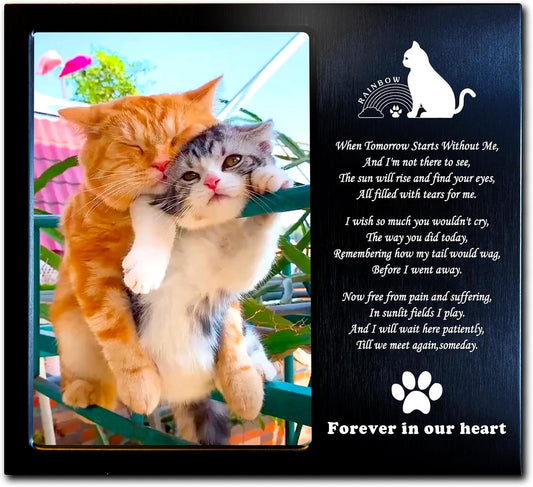 Rainbow Bridge Dog Memorial Gifts for Loss of Dog (Cat) - Pet Memorial Gifts for Dogs (Cats) - Pet Sympathy Cards - Dog (Cat) Memorial Picture Frame - 4X6 Inches Personalized Metal Photo Frame (RC)