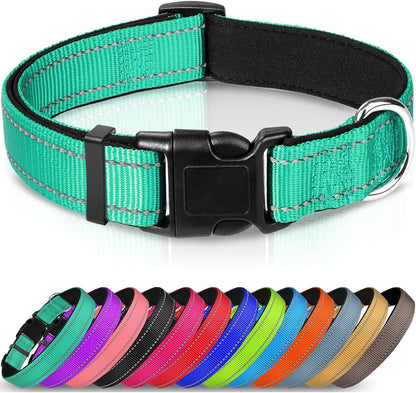 Joytale Reflective Dog Collar,Soft Neoprene Padded Breathable Nylon Pet Collar Adjustable for Large Dogs,Gray,L