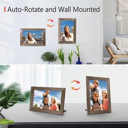 10.1 WiFi Digital Picture Frame, IPS Touch Screen Smart Cloud Digital Photo Frame with 16GB Storage, Wall Mountable, Auto-Rotate, Share Photos from Anywhere Via App