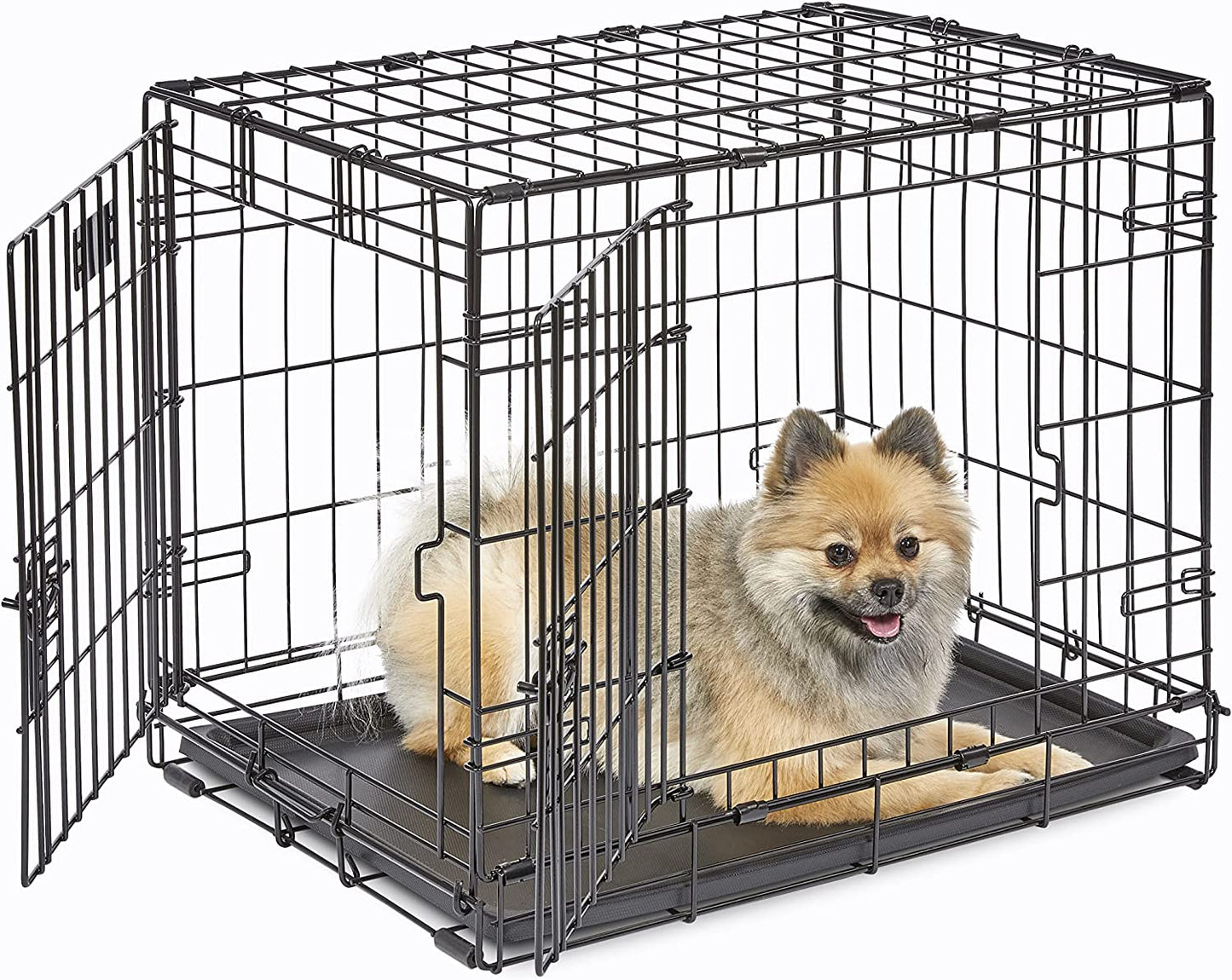 Midwest Homes for Pets Newly Enhanced Double Door Icrate Dog Crate, Includes Leak-Proof Pan, Floor Protecting Feet, Divider Panel & New Patented Features