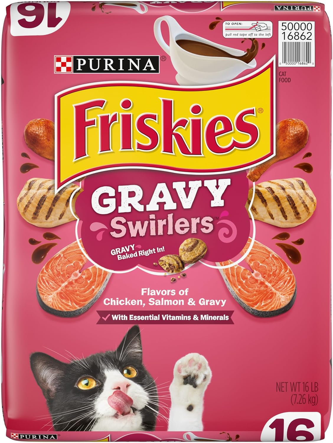 Purina Friskies Dry Cat Food, Gravy Swirlers - 16 Lb. Bag