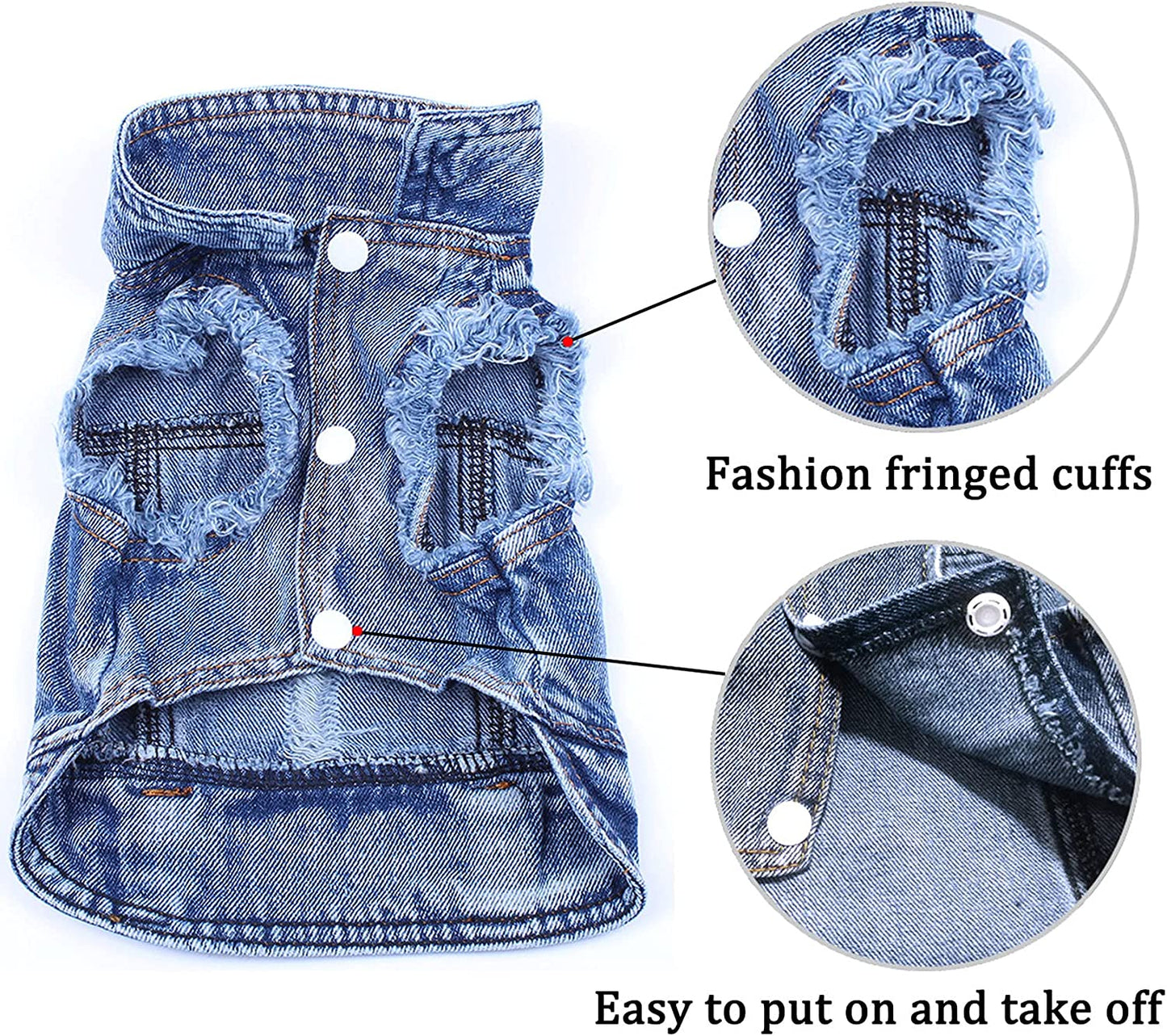 Dog Jean Jacket, Blue Denim Lapel Vest Coat T-Shirt Costume Cute Girl Boy Dog Puppy Clothes, Comfort and Cool Apparel, for Small Medium Dogs Cats, Machine Washable Dog Outfits (XXL, Blue)