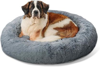 Best Friends by Sheri the Original Calming Donut Cat and Dog Bed in Shag Fur Gray, Extra Large 45"