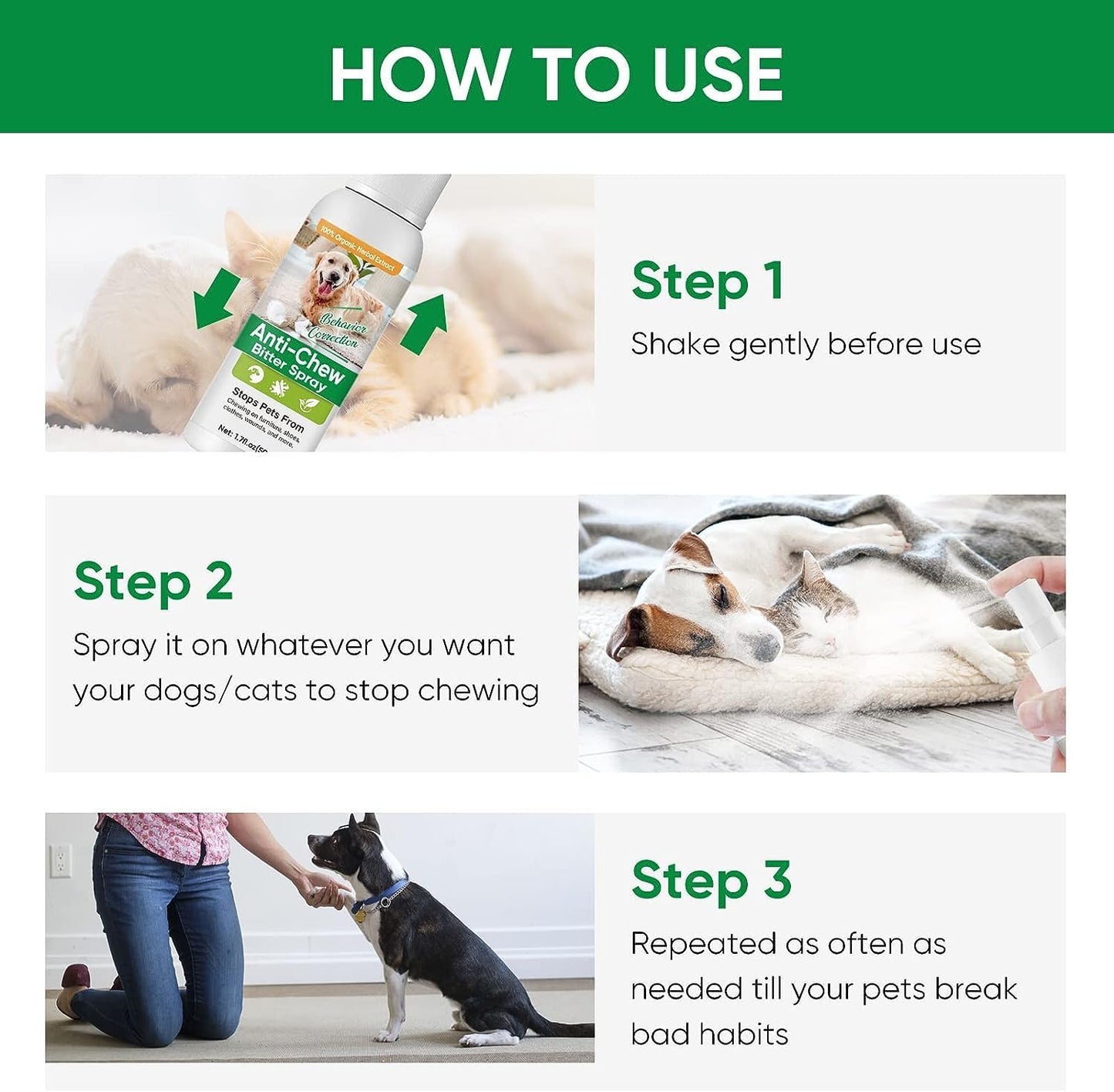 Bitter Spray for Dogs to Stop Chewing, No Chew Spray for Puppies & Dogs, Effective Dogs Behavior Training Aids, Protect Your Furniture and Prevents Dogs from Biting