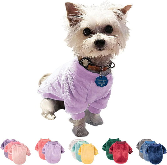 Fabricastle Small Dog Sweaters Winter Clothes for Dogs Girl or Boy Cozy Ultra Soft Warm Jacket Coat Apparel for Puppy Cat Kitten, 1 Count (Medium, Light Purple)