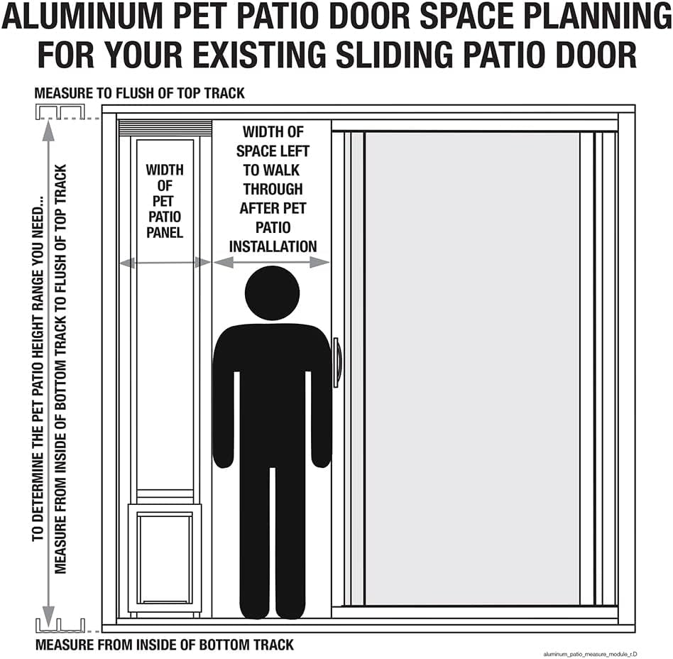 Ideal Pet Products Aluminum Pet Patio Door, Adjustable Height 77-5/8" to 80-3/8", 10-1/2" X 15" Flap Size, White