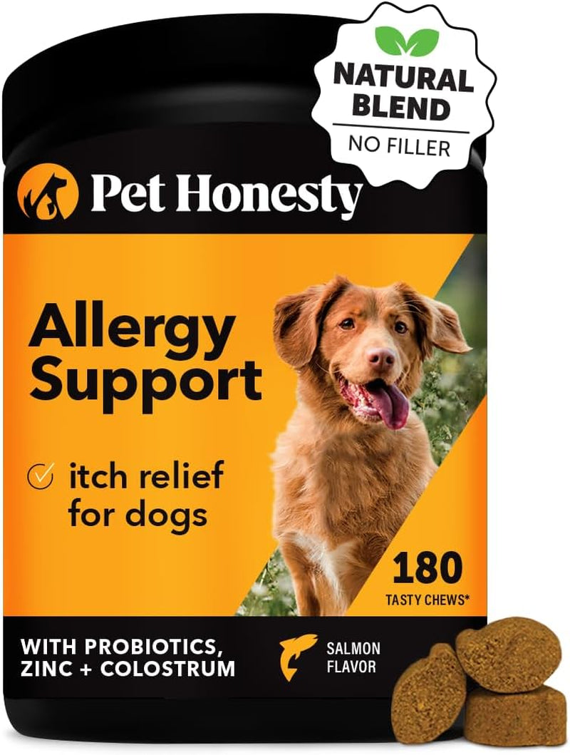 Pet Honesty Dog Allergy Relief Immunity - Dog Allergy Chews, Probiotics for Dogs, Seasonal Allergies, Dog Skin and Coat Supplement, Itch Relief for Dogs, Allergy Support Supplement (Salmon, 180 Count)