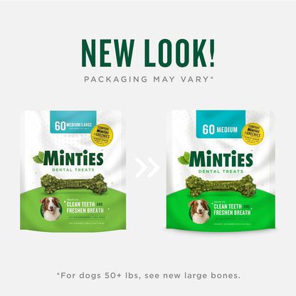 Minties Dental Treats for Cats, (Chicken/Salmon) Flavored Treats for Cats, Freshens Breath and Controls Tartar, 2.5Oz