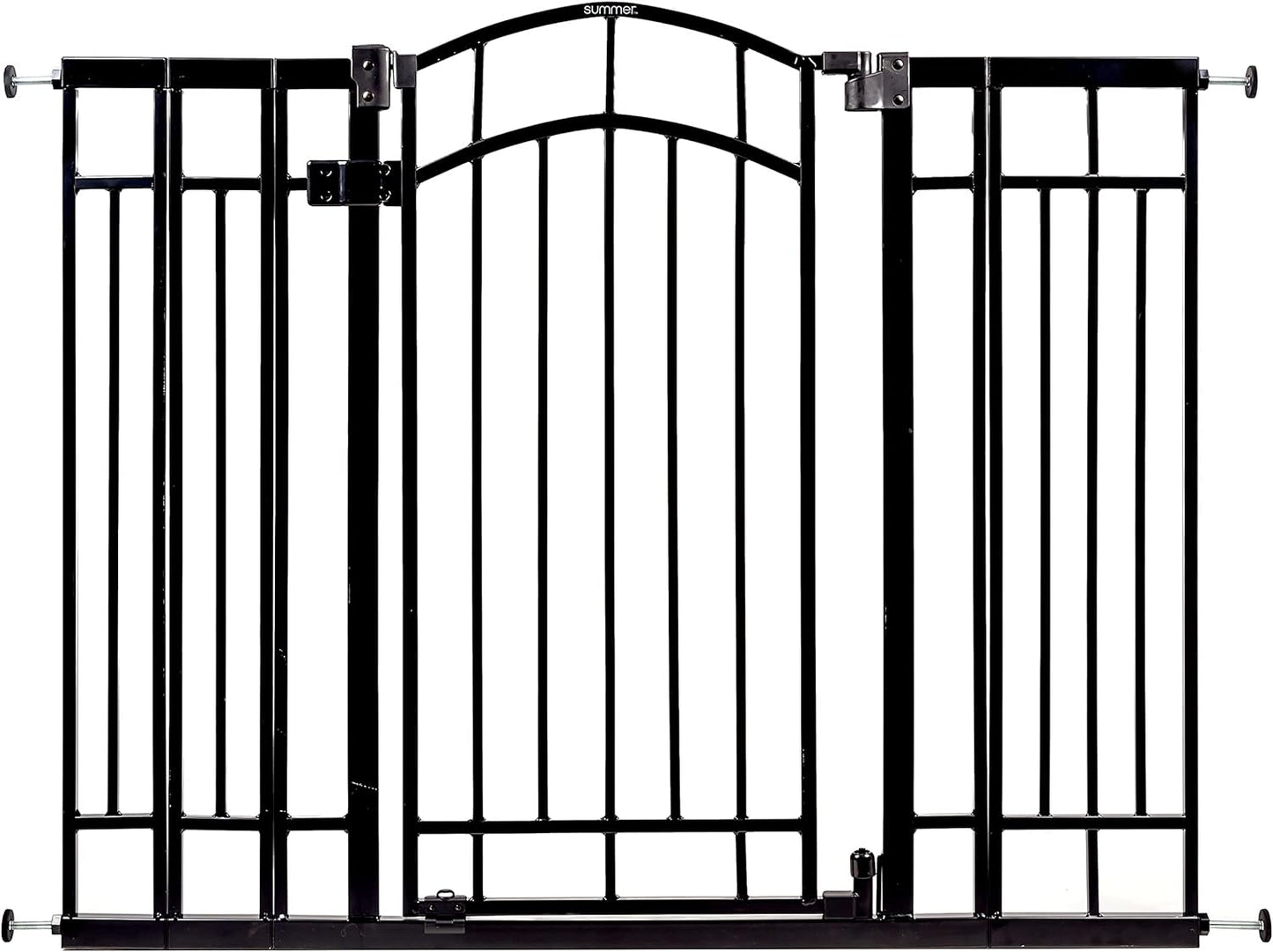 Summer Infant Multi-Use Decorative Extra Tall Walk-Thru Baby Gate, Fits Openings 28.5-48 Inch (Pack of 1), Black Metal, for Doorways and Stairways, 36' Tall Baby and Pet Gate, Black, One Size