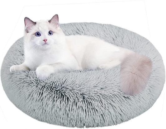 Cat Beds for Indoor Cats,24 Inch Dog Bed for Small Melium Large Dogs, Washable-Round Pet Bed for Puppy and Kitten with Slip-Resistant Bottom