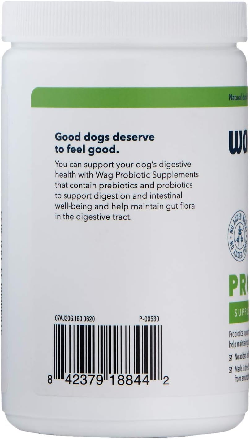 Amazon Brand - Wag Probiotic Supplement Chews for Dogs, Natural Duck Flavor, 90 Count