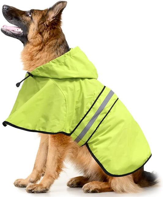 Reflective Dog Raincoat - Adjustable Raincoat for Dogs, Lightweight Hooded Dog Raincoats Poncho Slicker, Waterproof Rain Jacket Coat for Small, Medium, Large Dogs Walking (Green, Xx-Large)