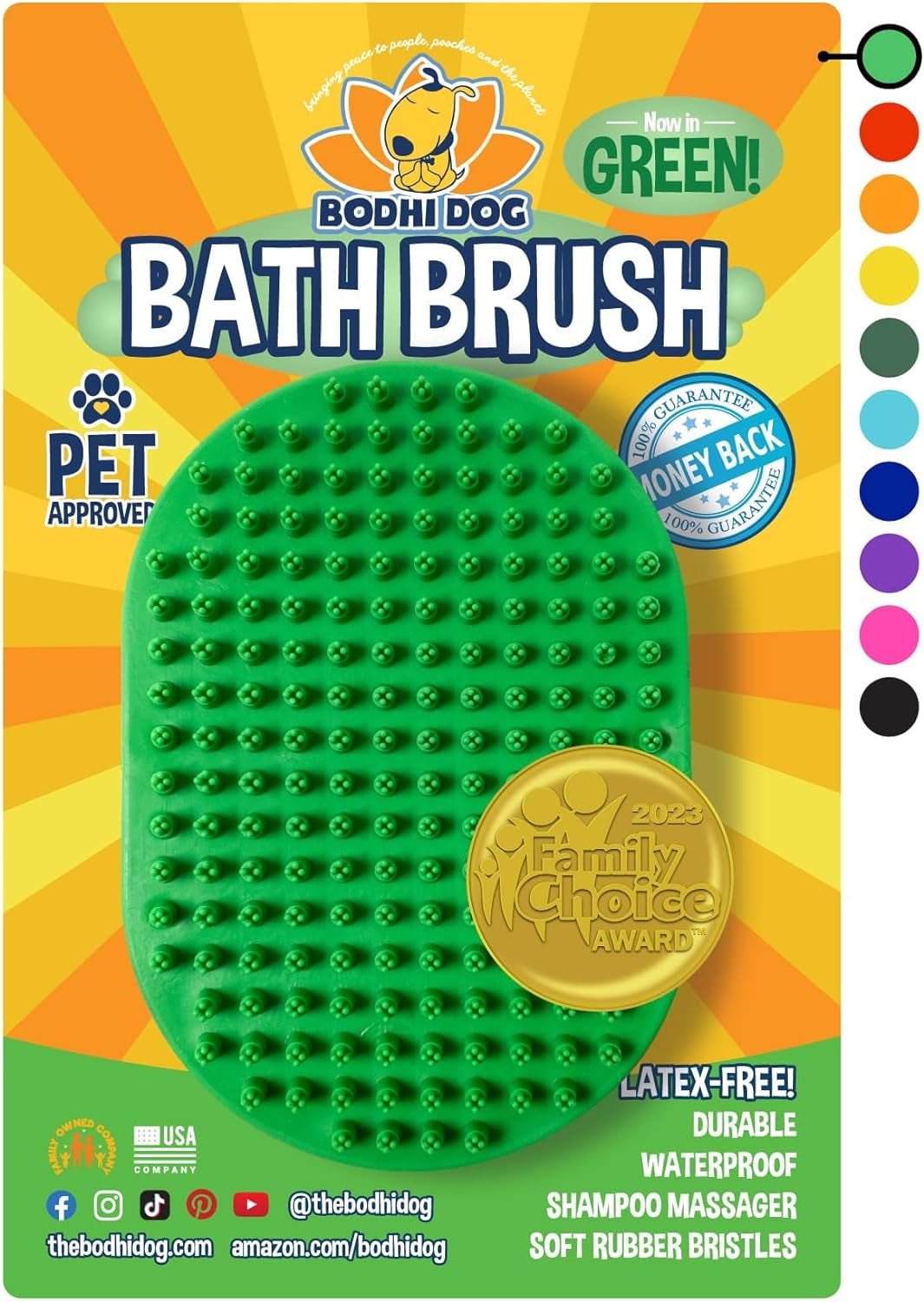 Bodhi Dog Shampoo Brush | Pet Shower & Bath Supplies for Cats & Dogs | Dog Bath Brush for Dog Grooming | Long & Short Hair Dog Scrubber for Bath | Dog Wash Brush