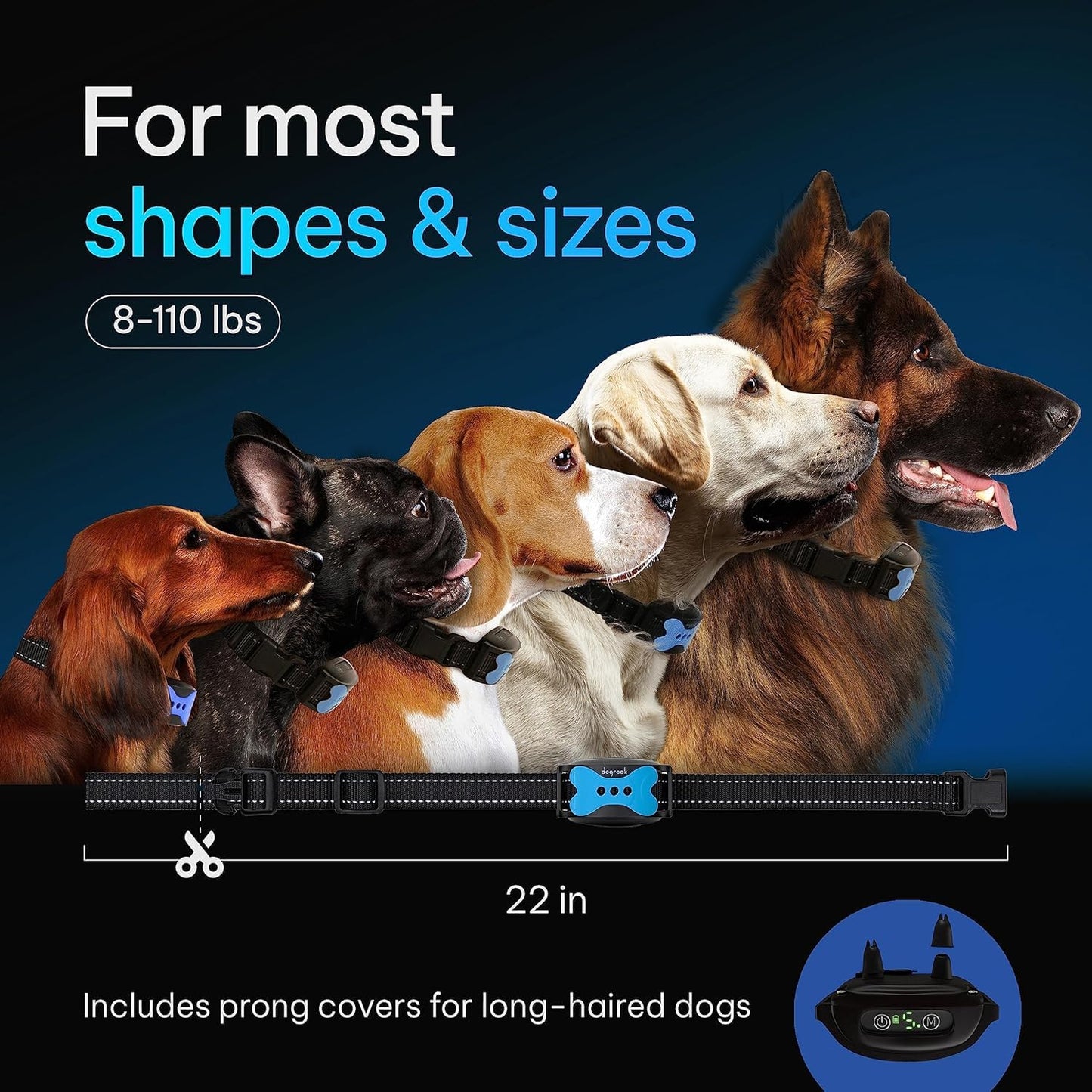 Dogrook Dog Bark Collar | Smart Collar for Dog Training | No Shock | Beep & Vibration | Rechargeable | No Bark Collar for Dogs | anti Bark Collar for Large Dog, Medium Dog, Small Dog | 12-110 Lbs