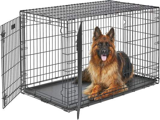 Midwest Homes for Pets XL Dog Crate | Midwest Life Stages Double Door Folding Metal Dog Crate | Divider Panel, Floor Protecting Feet, Leak-Proof Dog Pan | 48L X 30W X 33H Inches, XL Dog Breed