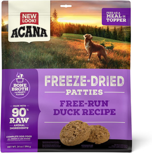 ACANA Freeze Dried Dog Food & Topper, Grain Free High Protein Duck Recipe, 14Oz