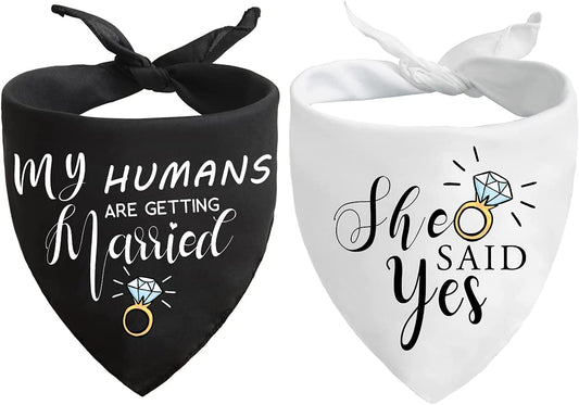 Engagement Gifts, My Humans are Getting Married She Said Yes Dog Bandana for Wedding Engagement Photos, Bridal Shower Gift,Dog Wedding Outfit, Dog Engagement Announcement, Bride to Be Gifts