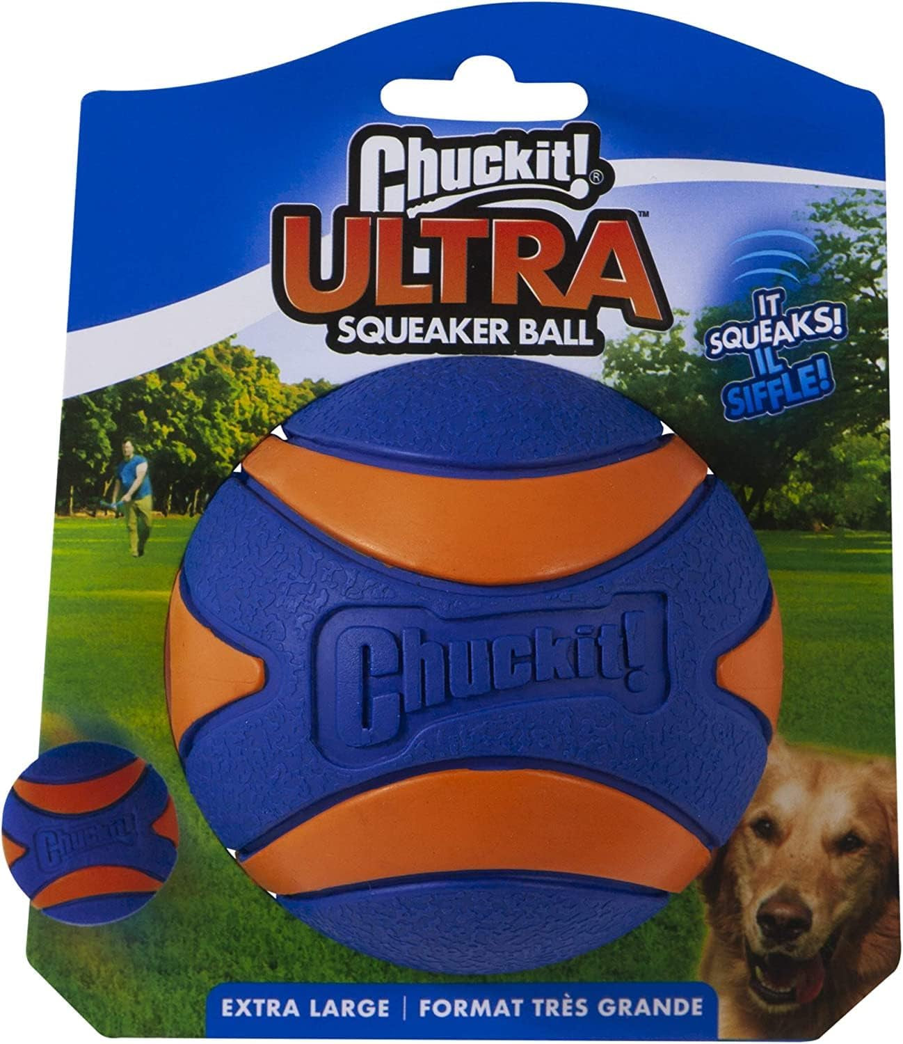 Chuckit! Ultra Squeaker Dog Ball, Fetch Toy, Extra Large - 3.5 Inch, for 100Lb and Over, 1 Pack