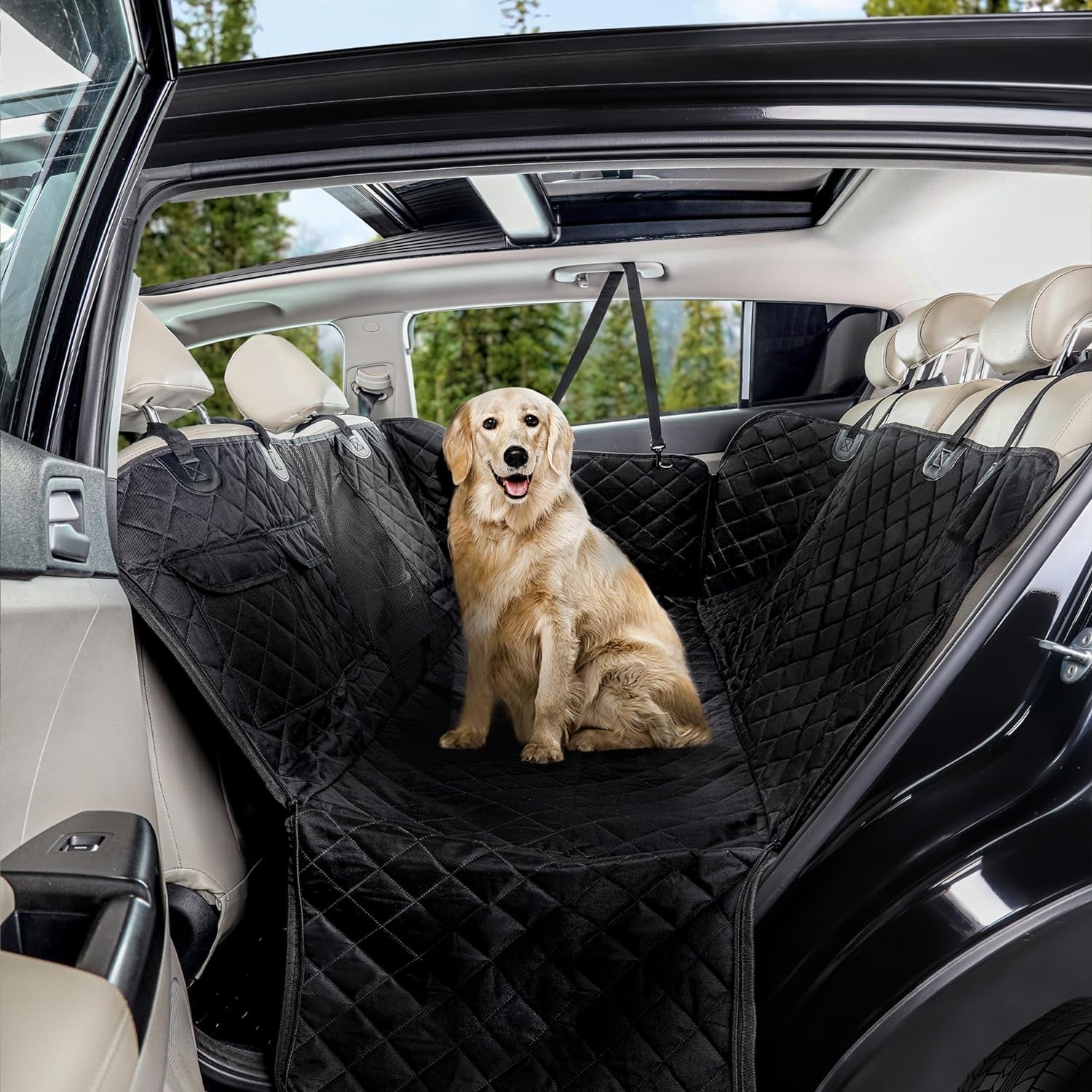 Utopia Home Dog Car Seat Cover, Waterproof Hammock 600D Heavy Duty Non Slip Scratch Proof Durable Back Seat Pet Cover for Cars, Trucks and Suvs (60 W X 64 L Inches, Black)