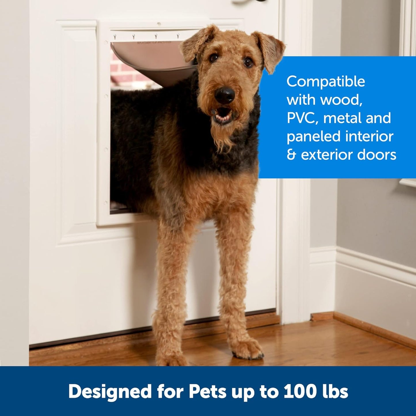 Petsafe NEVER RUST Dog and Cat Door, Large, for Pets up to 100 Lb, Paintable, Easy DIY Installation, Closing Panel Included, Install in Interior and Exterior Doors or Walls, Durable, Adjustable Flap