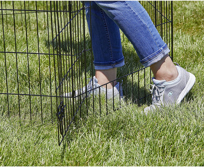 Midwest Homes for Pets Foldable Metal Dog Exercise Pen / Pet Playpen. Black W/ Door, 24'W X 30'H, 1-Year Manufacturer'S Warranty