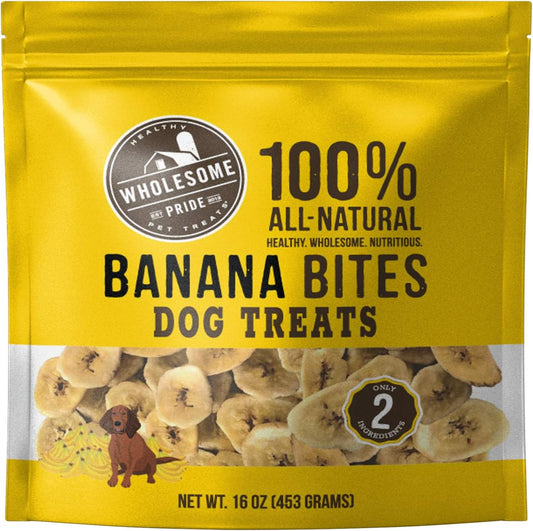 Wholesome Pride Banana Bites 100% All-Natural Limited Ingredient Dog Treats, 16 oz